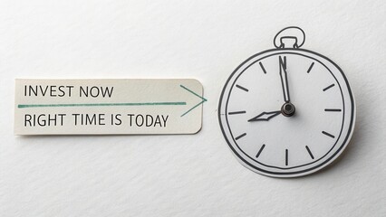 Invest Now for a Brighter Future with an Illustration of a Pocket Watch and a Motivational Message