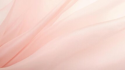Elegant blush pink sheer chiffon fabric background with flowing waves and layered transparency, a soft and delicate textile texture