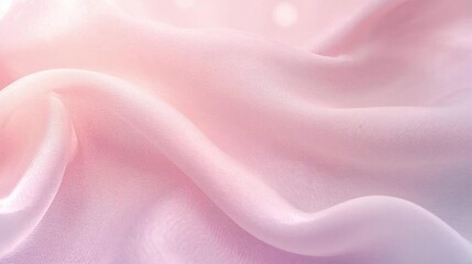 Soft pink and white sheer fabric gracefully draped, creating a gentle and flowing texture with subtle highlights and bokeh effects
