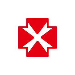 Obraz premium the logo consists of the plus arrows inwards. Abstract, outline and elegant.