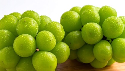 Green grapes with water droplets