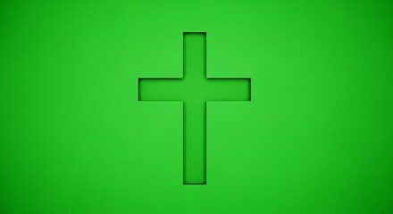 Obraz premium Cross Symbol on Green Screen for Religious Content Creation
