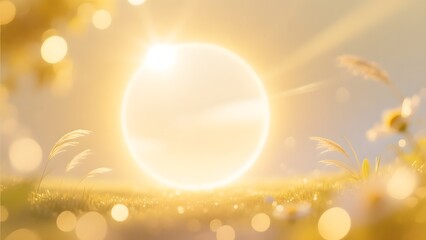 A sunny day in field with lens flare