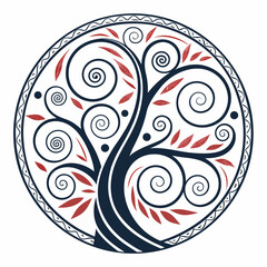 Tree of life vector illustration in circle shape