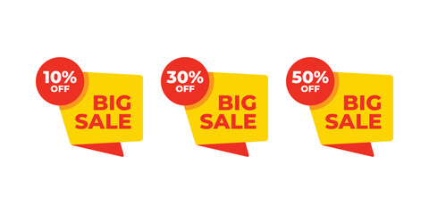 Red Sale Tags with Multiple Discount Percentages for Promotional Marketing