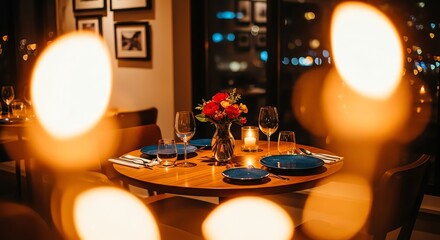 Elegant Dinner Table Setup for Romantic Dining