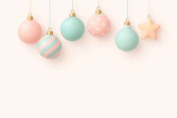 Pastel ornaments hanging beautifully.