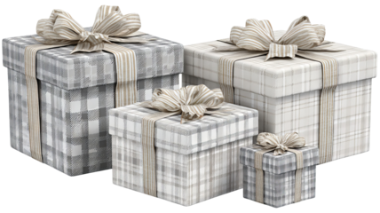 Beautifully wrapped gift boxes for any occasion high resolution festive presents with ribbons isolated on white clean background ideal for holiday birthdays weddings ecommerce mockups