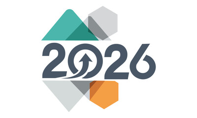 Modern 2026 Logo Design with Geometric Shapes Symbolizing Growth and Advancement in the Coming New Year
