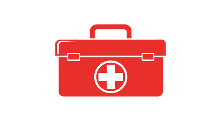 Bright red first aid box illustration for healthcare and emergency uses