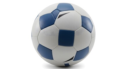 Naklejka premium Classic Blue and White Soccer Ball Isolated on a Pure White Background, Perfect for Sports, Game, and Athletic Concepts