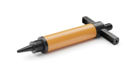Fototapeta premium Portable Orange and Black Hand Air Pump for Sports Balls and Inflatables Isolated on White Background