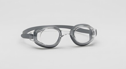 Modern Grey Swimming Goggles with Clear Lenses, Professional Swimwear Equipment Isolated on a Clean White Background for Aquatic Sports