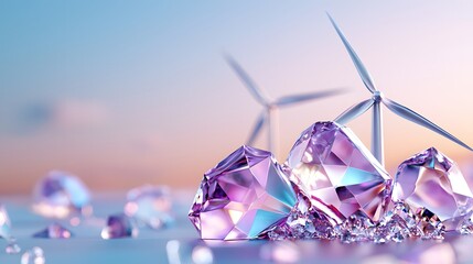 Clean Energy Concept with Sparkling Crystals