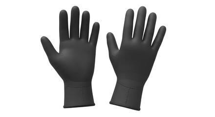 Obraz premium Pair of Black Protective Rubber Gloves Isolated on White Background for Safety, Cleaning, Medical, and General Purpose Use