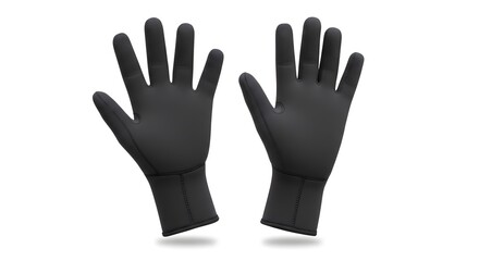 Obraz premium Pair of Black Athletic Performance Gloves Isolated on White Background for Sports, Cycling, Water Activities, or Cold Weather Protection