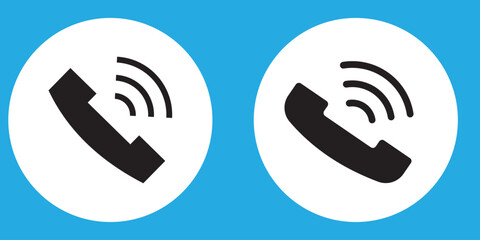 Phone icon set. Telephone symbol. Contact us. Call icon vector. Noisy phone Flat calling symbol. Phone icon isolated on white background. Telephone symbol.  Vector illustration.