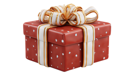 3d cartoon gift box icon isolated on white high resolution colorful present with ribbon bow glossy render cute festive packaging clipart for apps web ui stickers emojis and holiday design