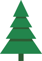 Stylized illustration of a green fir tree with triangular branches and a short brown trunk, set against a white background.