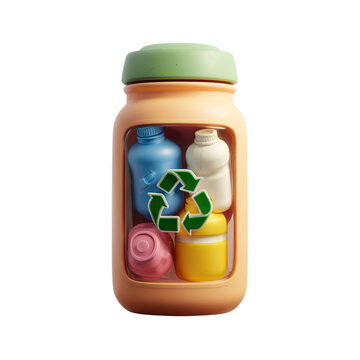 Plastic recycling jar with zero waste concept.