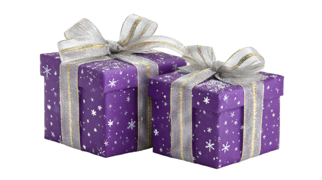 Purple gift boxes with satin ribbons arranged neatly on clean background festive present display for holiday gifting celebrations product mockups greeting cards and social media visuals