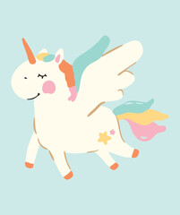 Cute Unicorn Vector Illustration – Pastel Nursery Animal Art for Kids Room and Baby Decor