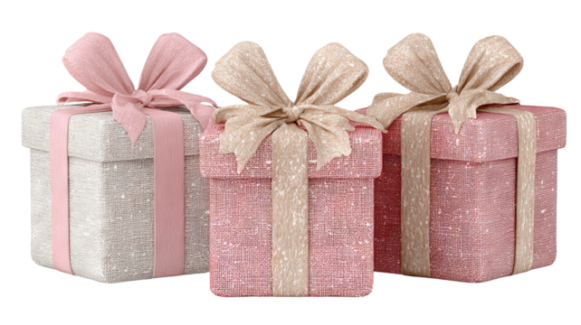 Three pink gift boxes in gradient shades with ribbons arranged on a clean minimal background with copy space ideal for celebrations holidays product mockups greeting cards and social media
