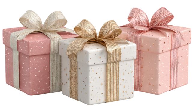 Three pink gift boxes in gradient shades with ribbons arranged on a clean minimal background with copy space ideal for celebrations holidays product mockups greeting cards and social media