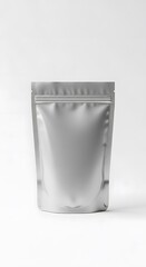 Silver Metallic Pouch Standing in White Background for Packaging