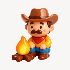 Fototapeta premium Cartoon cowboy camping adventure