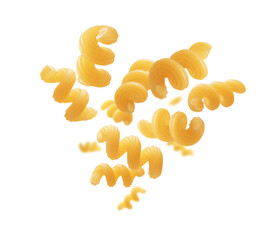 Italian pasta in the shape of a heart on a white background