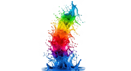 Vibrant rainbow liquid splash frozen in time capturing dynamic color energy and motion