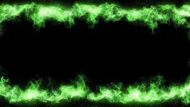 Glowing Green Smoke Frame on Black Background