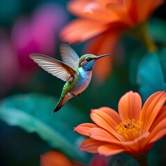 Fototapeta premium hummingbird feeding on flower