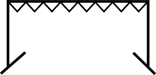 Minimalist black and white vector illustration of a clothes drying rack, simple line art design suitable for icons, logos, symbols, or household-related decoration.