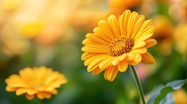 A vibrant yellow daisy with a blurred green background.