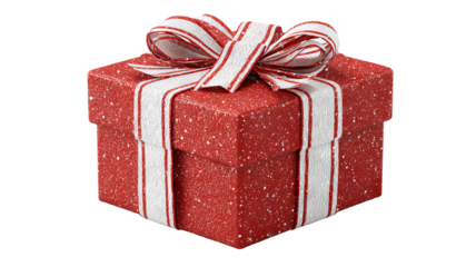 Red gift box with satin ribbon and bow isolated on white high resolution transparent background png cutout festive present packaging mockup for holiday cards ecommerce web banners and product design
