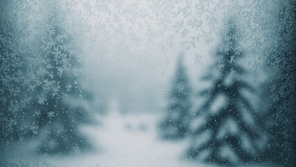 Frosty winter through glass wallpaper for desktop