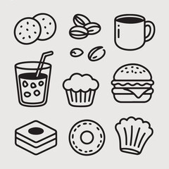 fast food icons set