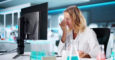 Woman Experiencing Eye Fatigue From Long Hours Working