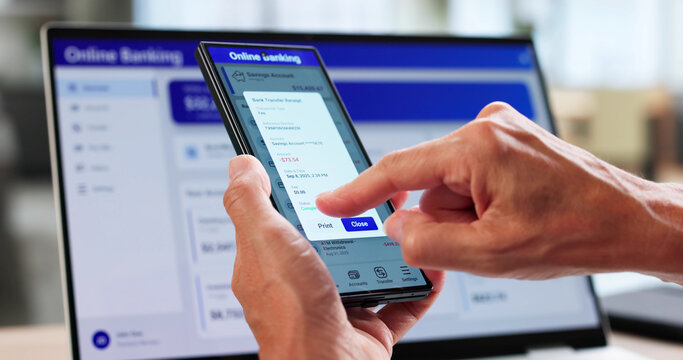 Woman Making Secure Online Bank Transfer