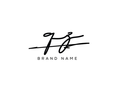 QZ letter elegant cursive beauty handwriting logo.