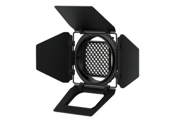 Professional studio light equipment with barn doors and grid