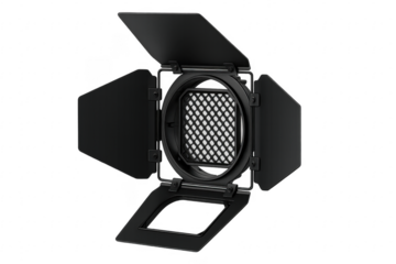 Professional studio light equipment with barn doors and grid