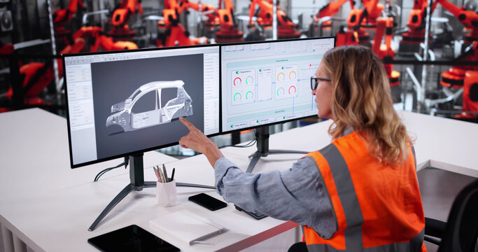 Automotive Engineer Working On Car Production