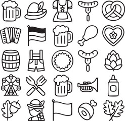 Fototapeta premium Oktoberfest Celebration Icons Set.