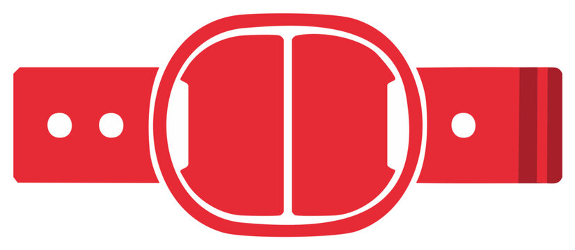 Red Champion Belt Icon with Oval Buckle and Textured Strap