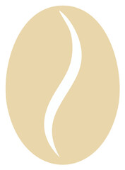 Fototapeta premium Stylized coffee bean illustration in beige color, featuring a white line for an aesthetic design element