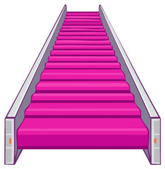 Bright pink cartoon staircase ascending upwards a path to success or growth illustration