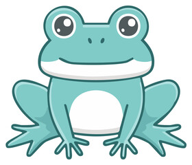 Obraz premium Cute cartoon frog illustration with big eyes and a friendly smile